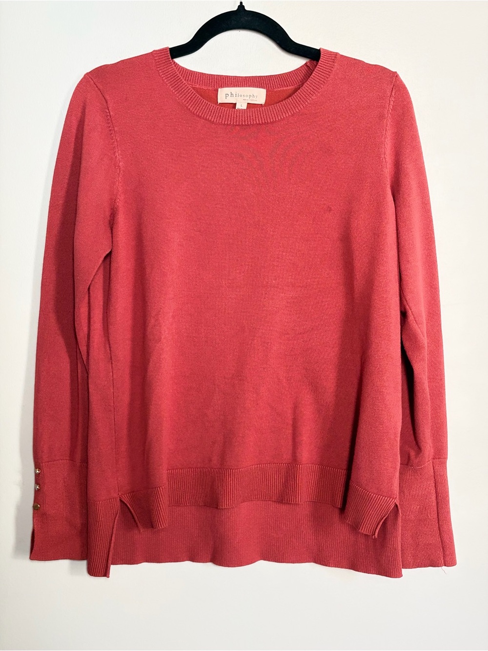Philosophy Deep Orange Women’s Long-Sleeve Soft Knit Crewneck Pullover Sweater